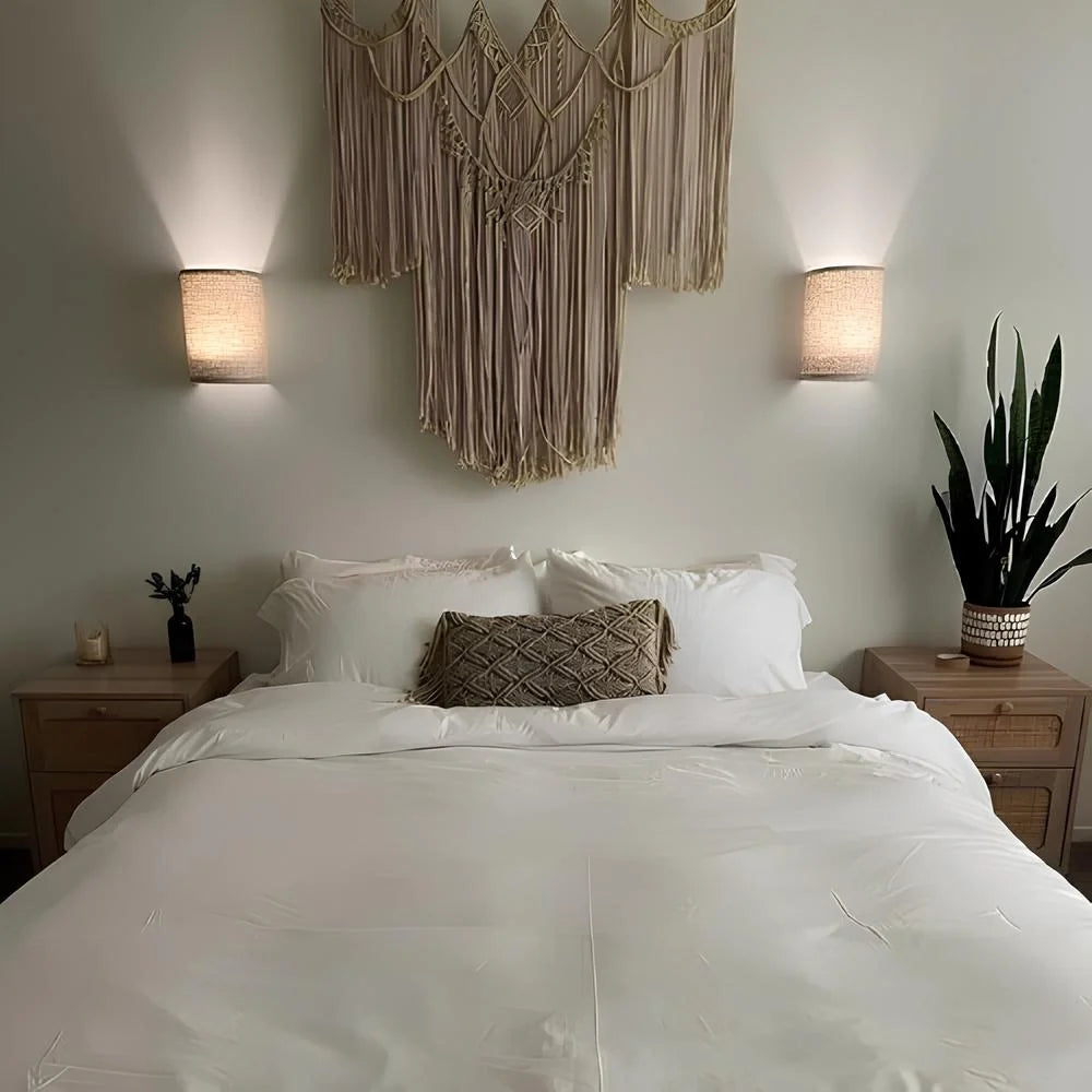 Linnen gloed wandlamp