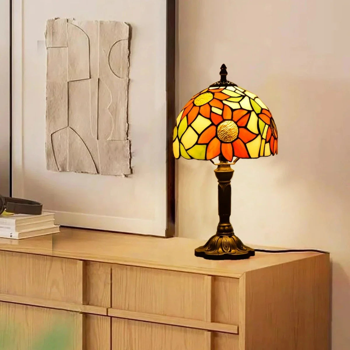 Antieke glas in lood lamp