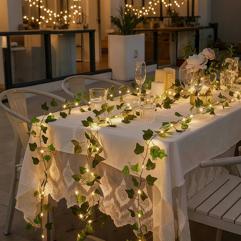 Botanische slinger met lichtjes