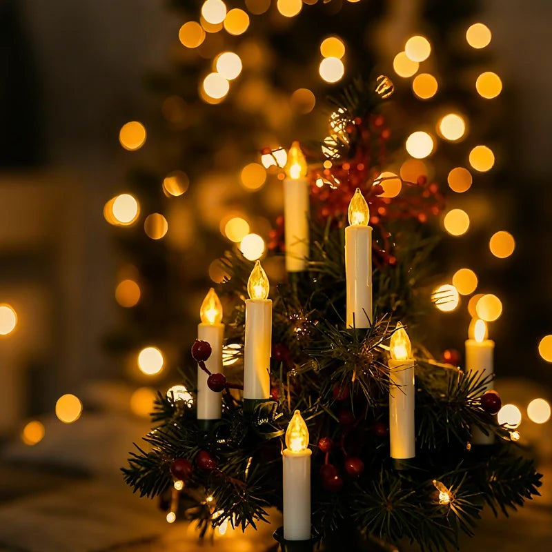 Draadloze kerstkaarslampjes met klem